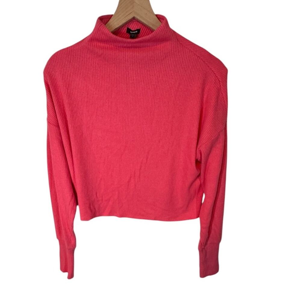 Express Pink Cropped Mock Neck Long Sleeve Open Back Top NWT $58 SMALL
